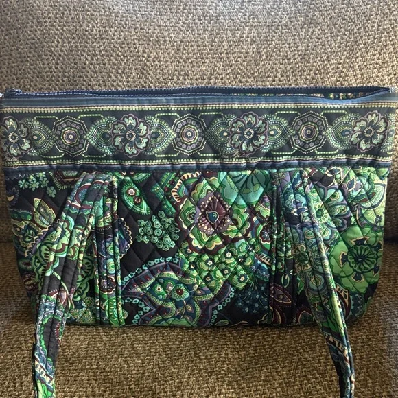Vera Bradley Vibrant Green and Navy Patterned Tote - Picture 5 of 6